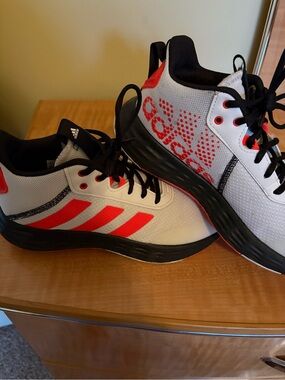 adidas White & Orange Mesh Running Shoes with Black Trim